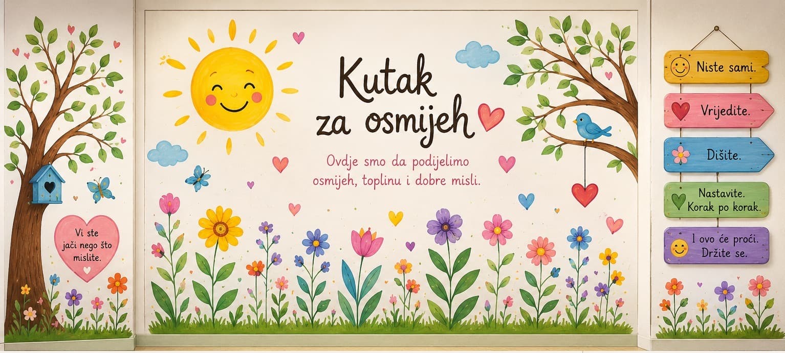 Oslikani zid Kutka za osmijeh s porukama ohrabrenja